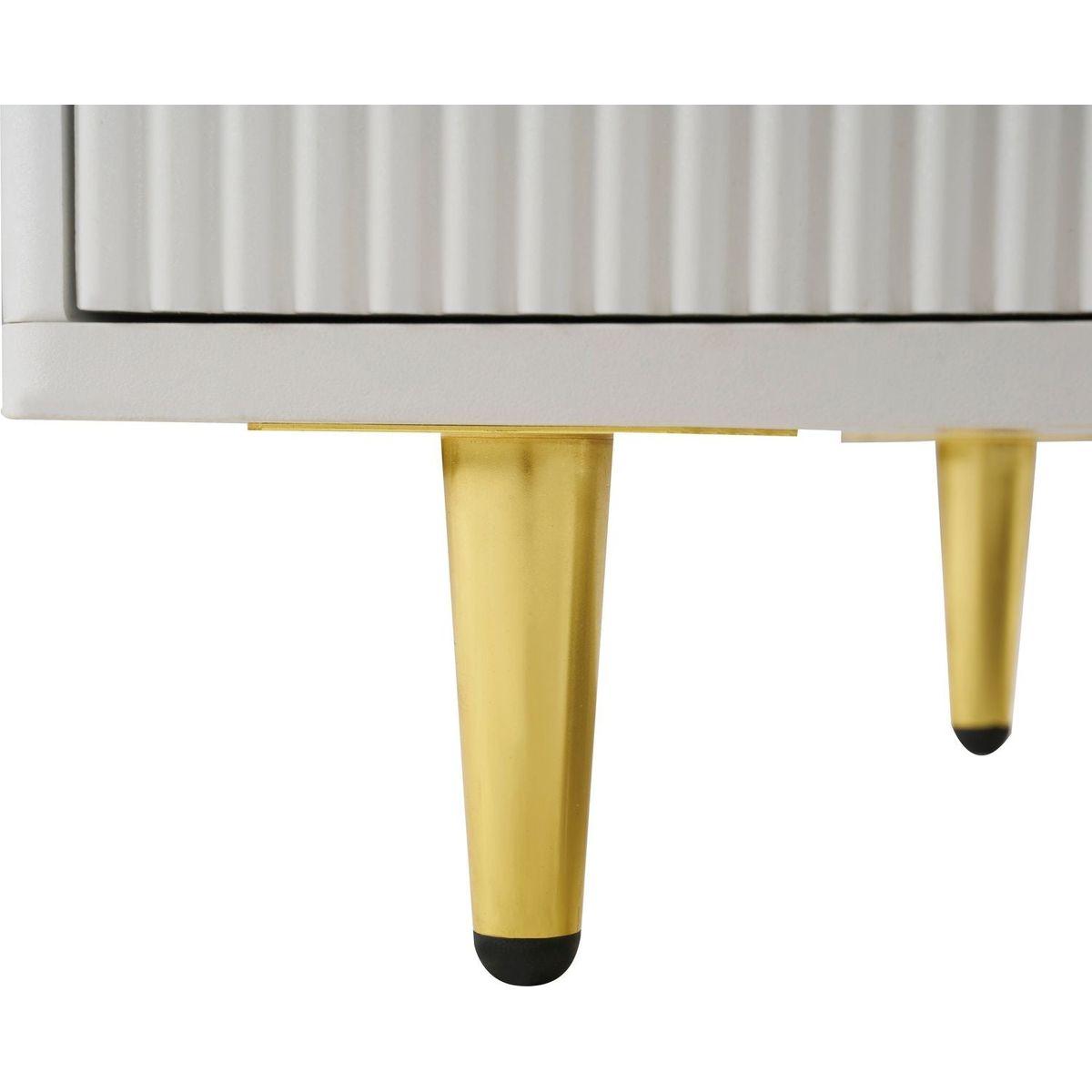 Modern White Coffee Table with 2 Glass Door Storage, 4 Drawers, Gold Metal Legs, and Multi-Color Lighting in 47.2"