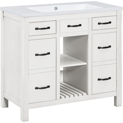 36"Bathroom Vanity with Undermount Sink,Modern Bathroom Storage Cabinet with 2 Drawers and 2 Cabinets,Solid Wood Frame Bathroom Cabinet