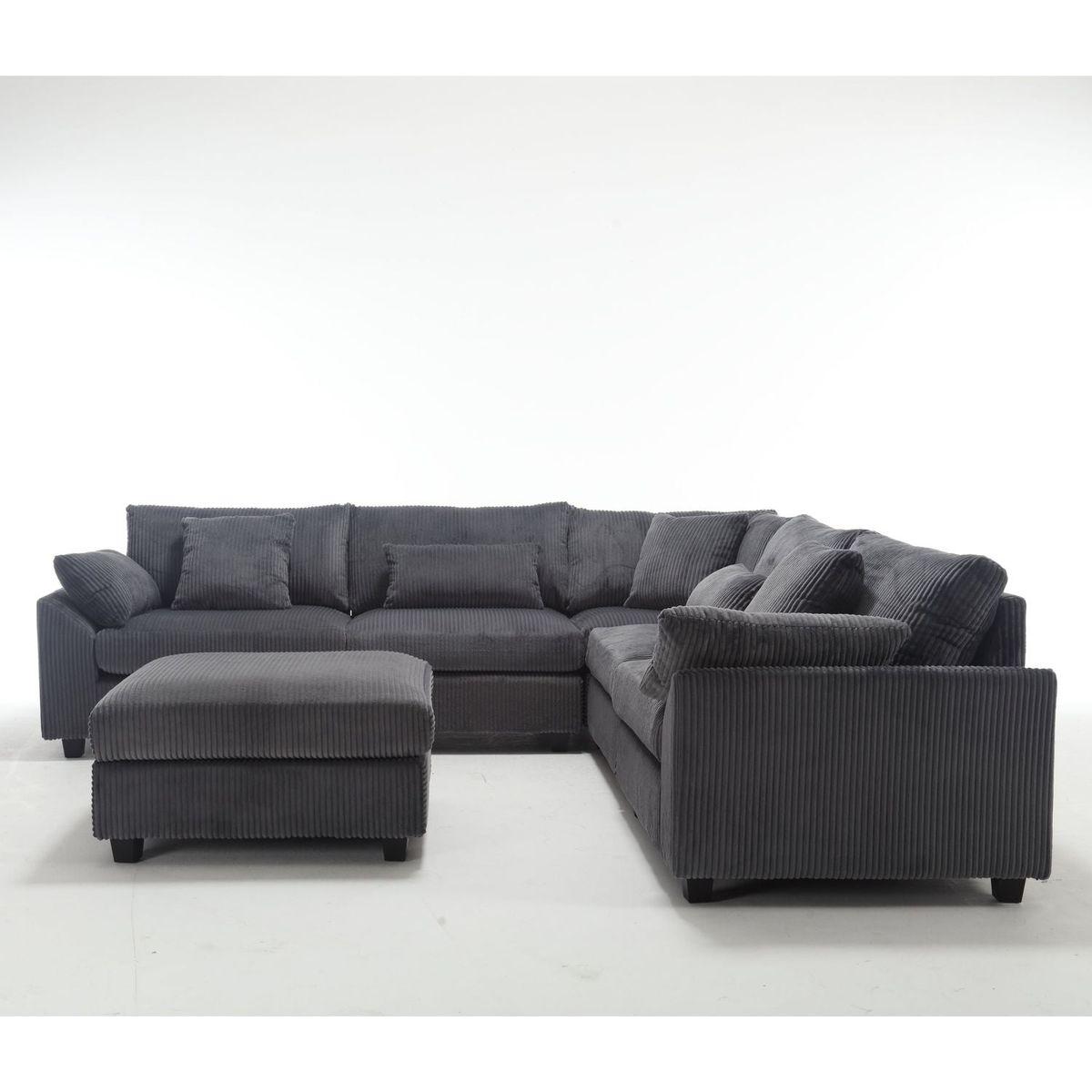 {NEW ARRIVAL} Oversized Modular Sectional Sofa Couches Set,Corduroy Upholstered Deep Seat Comfy Sofa for Living Room,Dark Gray