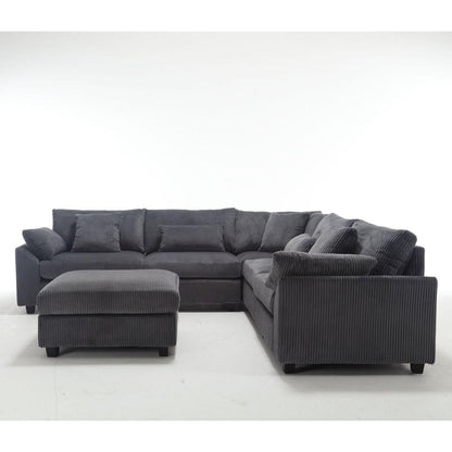 {NEW ARRIVAL} Oversized Modular Sectional Sofa Couches Set,Corduroy Upholstered Deep Seat Comfy Sofa for Living Room,Dark Gray