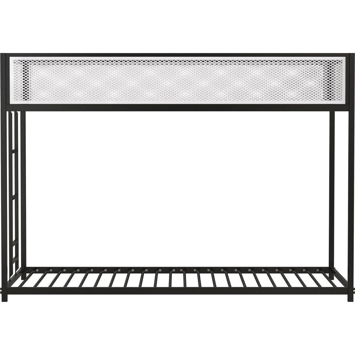 Adam Twin Twin Bunk Black with White Mesh Guard Rail for Kids and Adult, Low Profile and Easy Climbing with Stable Ladder