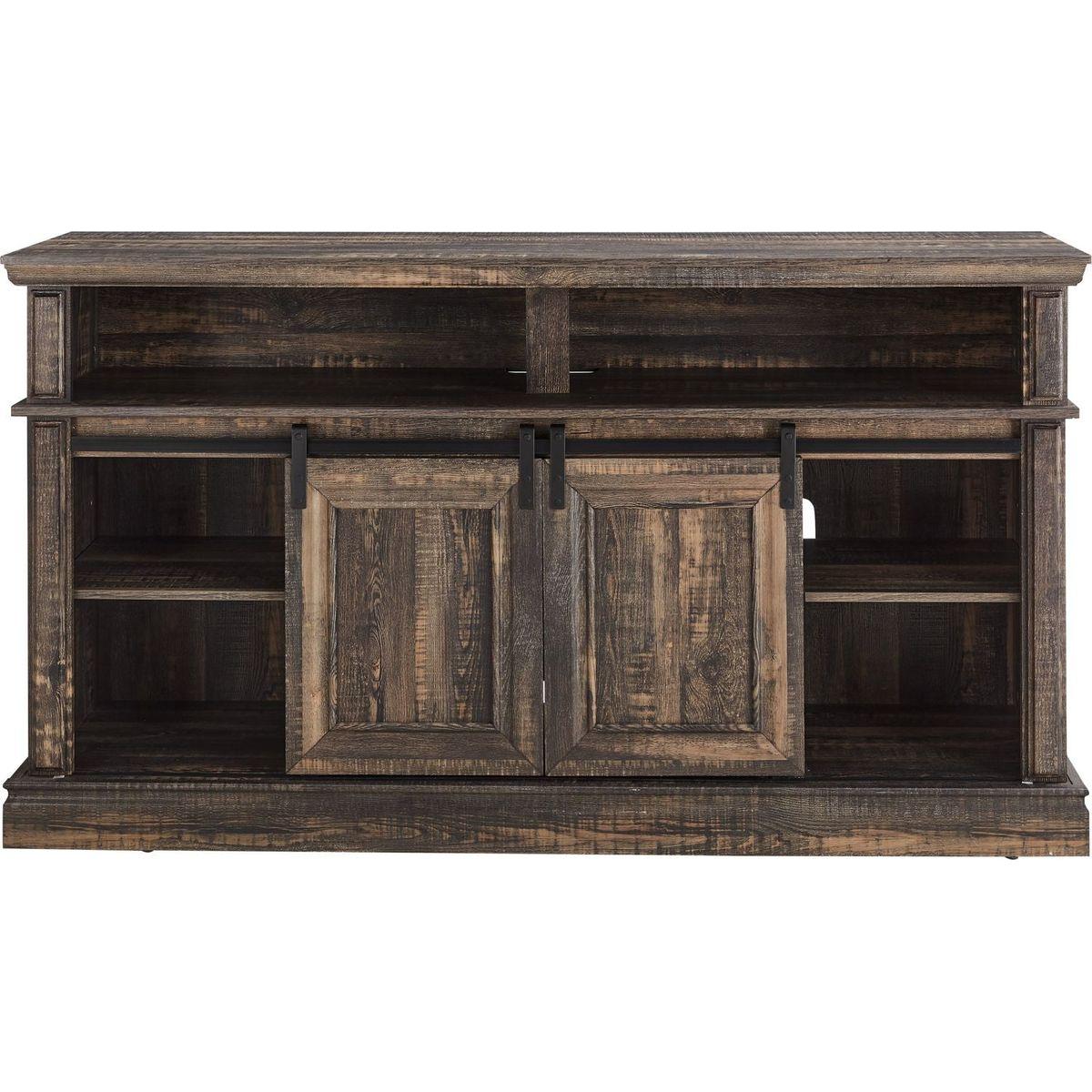 Media Console Table with Storage Cabinet, Mid Century style Entertainment TV Table, Multipurpose Sliding Door TV Cabinet Large Storage Space, 58.11"Wx15.79"Dx32.36"H Antique brown