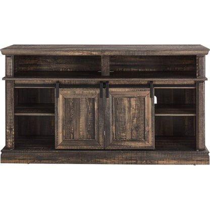 Media Console Table with Storage Cabinet, Mid Century style Entertainment TV Table, Multipurpose Sliding Door TV Cabinet Large Storage Space, 58.11"Wx15.79"Dx32.36"H Antique brown