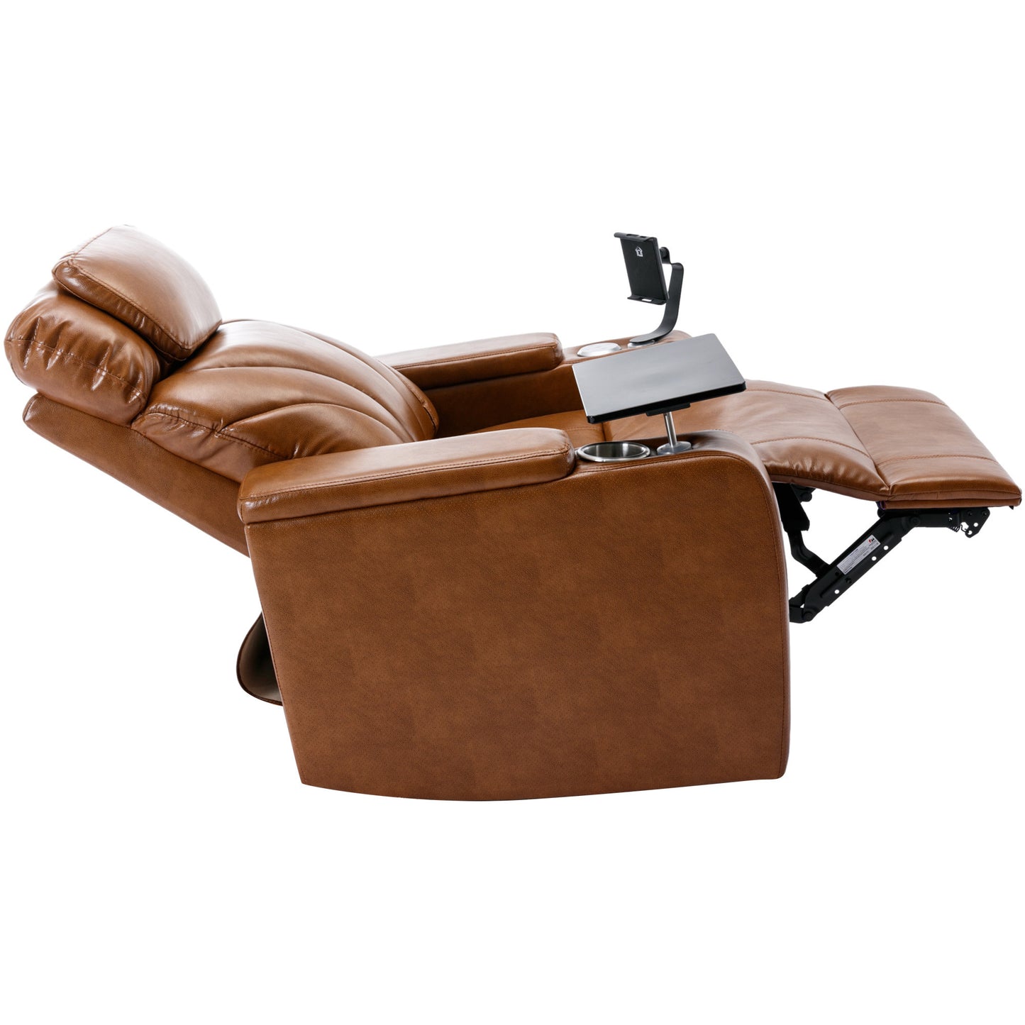 Power Motion Recliner with USB Charging Port and Hidden Arm Storage, Home Theater Seating with Convenient Cup Holder Design, and stereo(Light Brown)