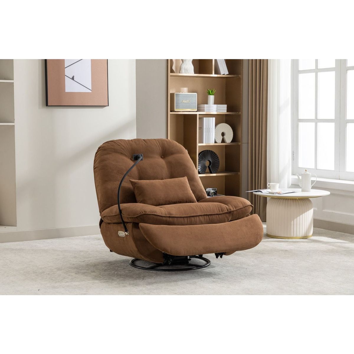 Power Recliner Swivel Glider USB Charger With Bluetooth Music Player Different Function Sleep Working Game and Leisure Model Grey