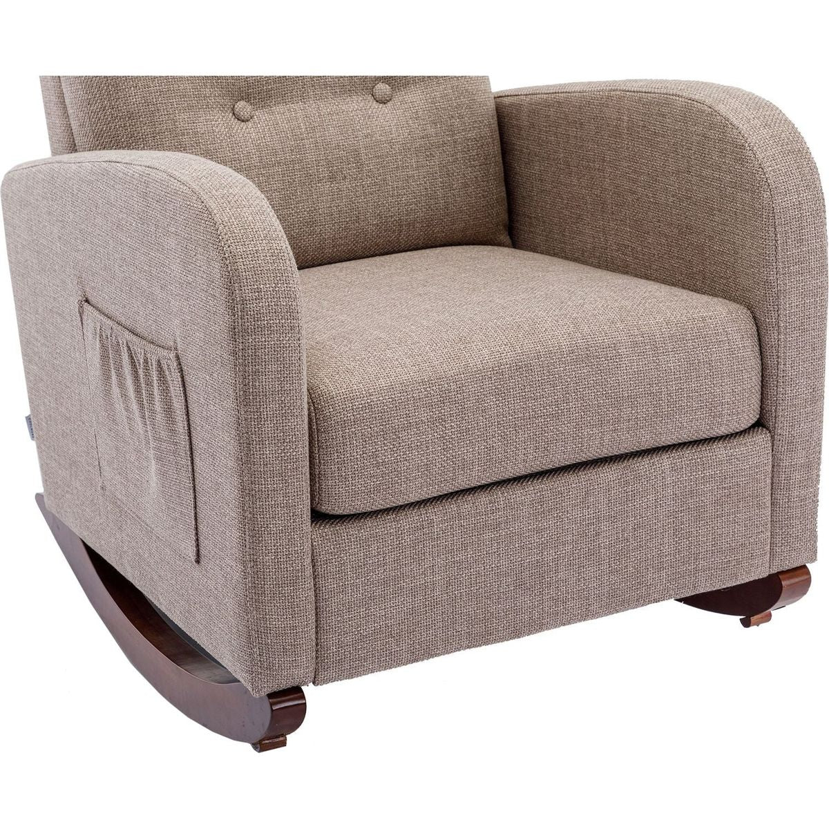 High Back Rocking Chair Nursery Chair .Comfortable Rocker Fabric Padded Seat .Modern High Back Armchair