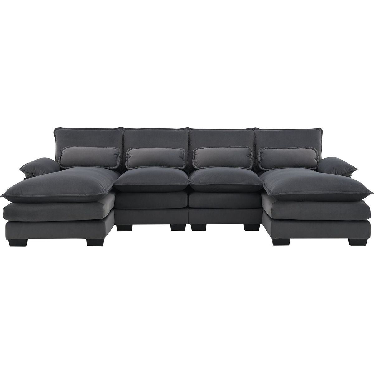 109.8x55.9" Modern U-shaped Sectional Sofa with Waist Pillows,6-seat Upholstered Symmetrical Sofa Furniture,Sleeper Sofa Couch with Chaise Lounge for Living Room,Apartment,2 Color