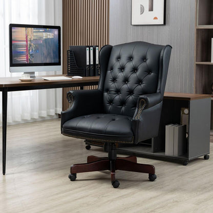 Executive Office Chair - High Back Reclining Comfortable Desk Chair - Ergonomic Design - Thick Padded Seat and Backrest - PU Leather Desk Chair with Smooth Glide Caster Wheels, 1 Pack Black