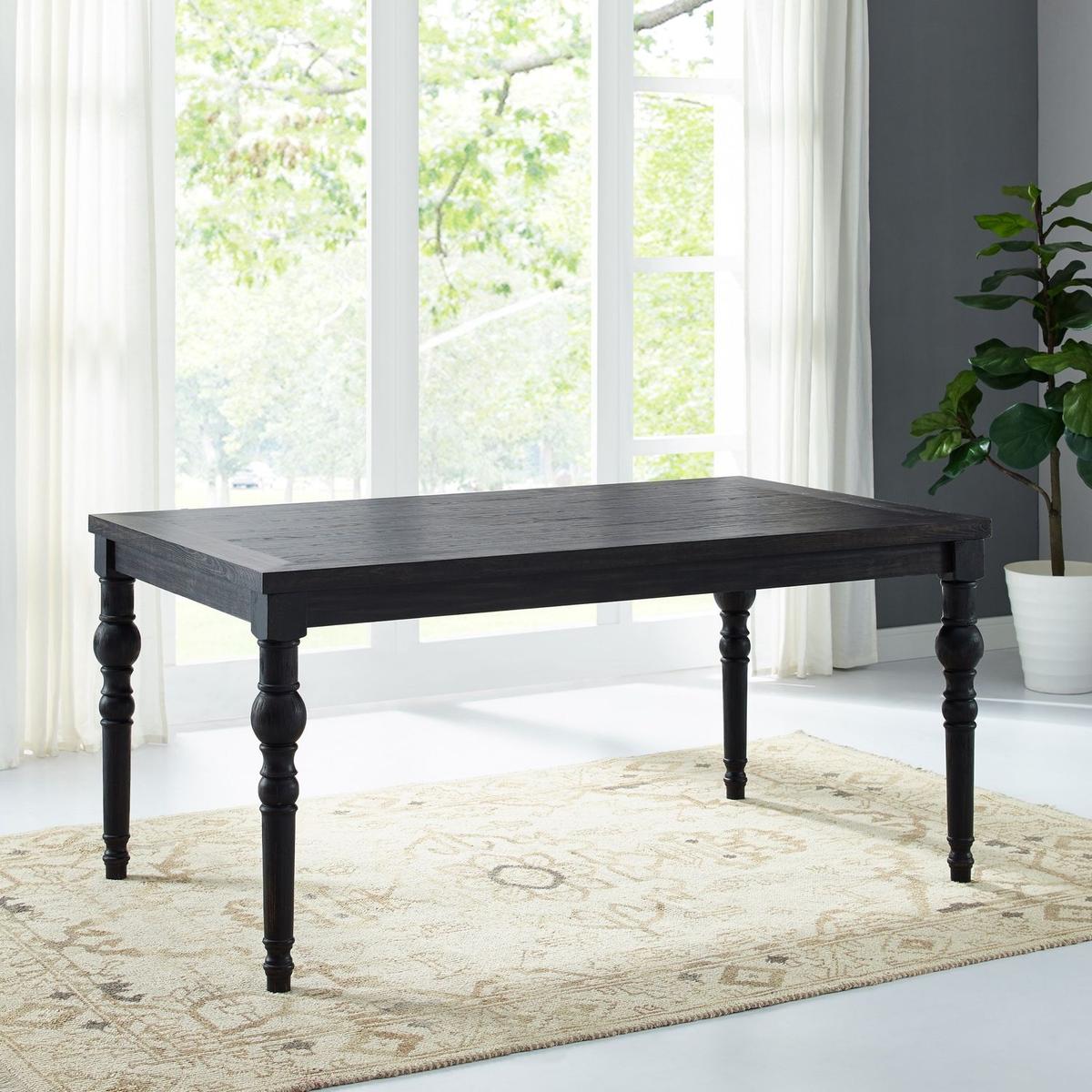 Leviton Urban Style Wood Dark Wash Turned-Leg Dining Set: Table and 6 Chairs