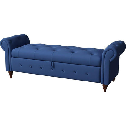 Bed Bench Navy Blue Fabric