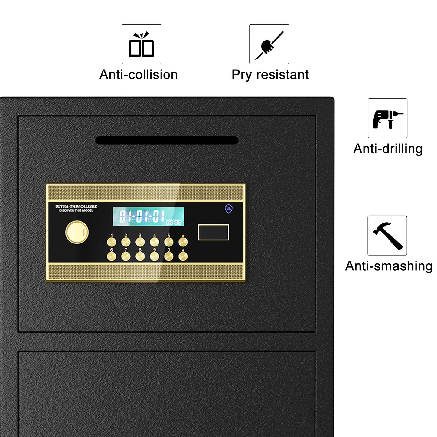 Large Double-door Coin-operated Safe,Digital Security Safe with Keypad and Key,3.5 Cubic Feet Safe Box with Hidden Code Function for Home,Office and Hotel