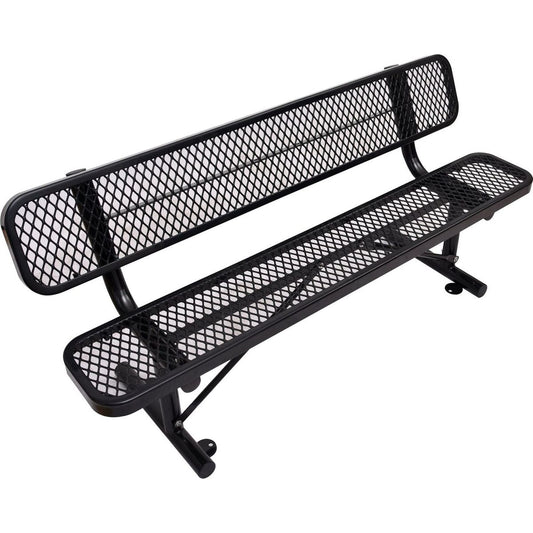 6 ft. Outdoor Steel Bench with Backrest BLACK