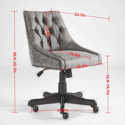 Medieval Retro Style Sheepskin Pattern Fabric Home Office Chair with Lift, Swivel and Recline Functions,Gray color