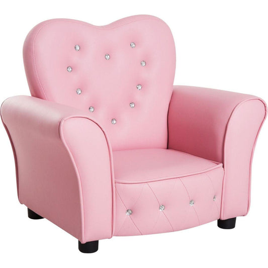 Qaba Kids Sofa Toddler Tufted Upholstered Sofa Chair Princess Couch Furniture with Diamond Decoration for Preschool Child, Pink