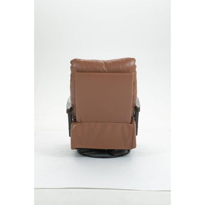 Swivel Rocker Recliner Power Glider Chair with Solid Wood Armrests - Extra Wide Reclining Sofa Chair Upholstered Faux Leather Living Room Single Sofa 350 lbs