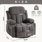 Swinging recliner massage heated sofa, with USB and 2 cup holders in side pockets, PackageA+B (GREY)