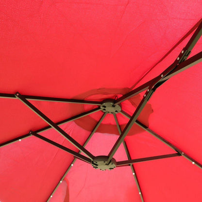 15x9ft Large Double-Sided Rectangular Outdoor Twin Patio Market Umbrella with light and base- red