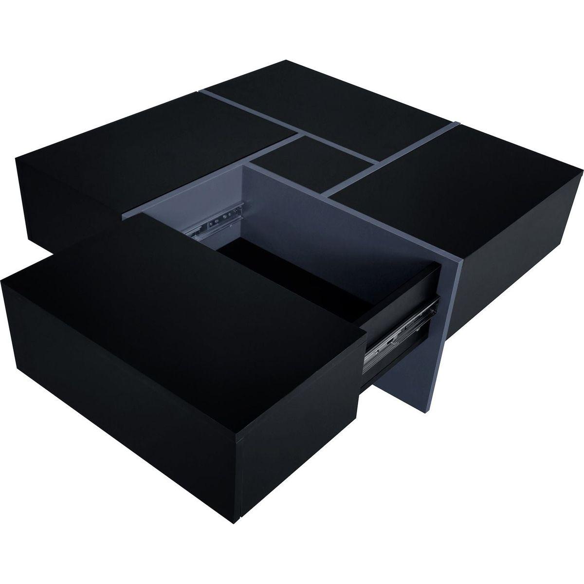 Unique Design Coffee Table with 4 Hidden Storage Compartments, Square Cocktail Table with Extendable Sliding Tabletop, UV High-gloss Design Center Table for Living Room, 31.5"x 31.5"