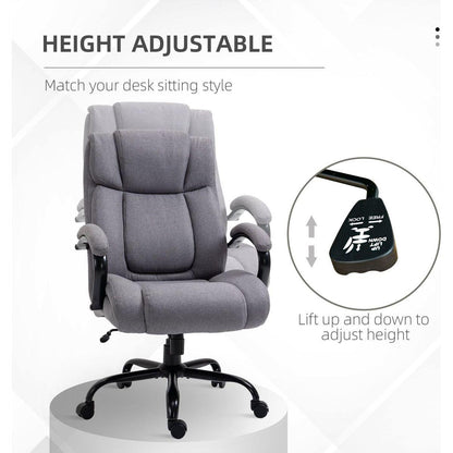 Vinsetto High Back Big and Tall Executive Office Chair 484lbs with Wide Seat, Computer Desk Chair with Linen Fabric, Adjustable Height, Swivel Wheels, Light Grey