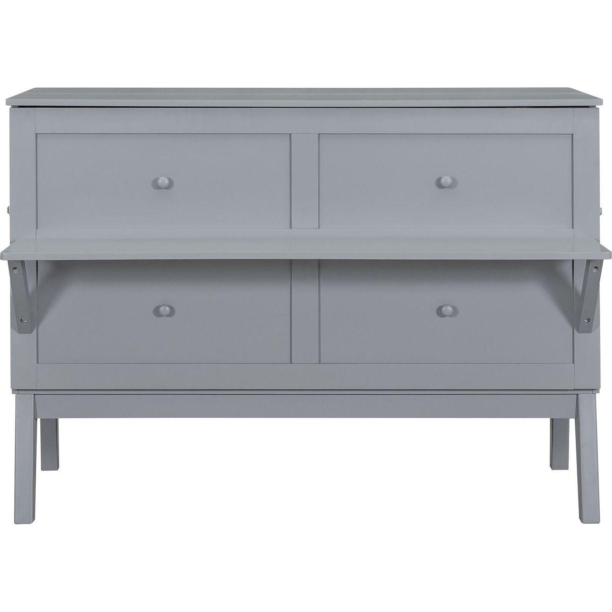 Queen Size Murphy Bed with USB Port and removable Shelves on Each Side,Gray