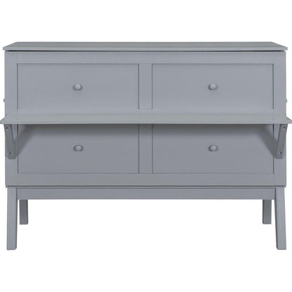 Queen Size Murphy Bed with USB Port and removable Shelves on Each Side,Gray