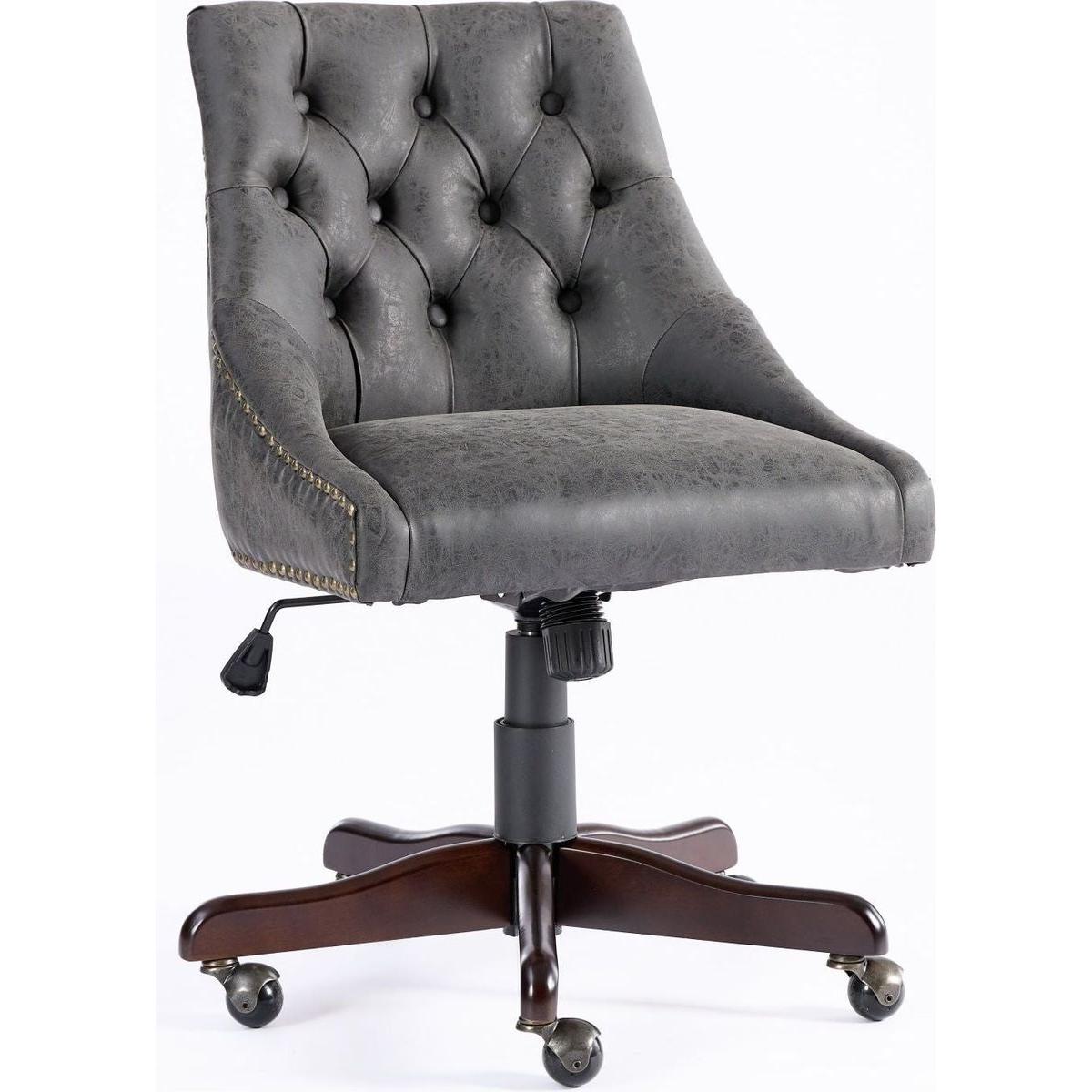 Medieval Retro Style Sheepskin Pattern Fabric Home Office Chair with Lift, Swivel and Recline Functions,Gray color