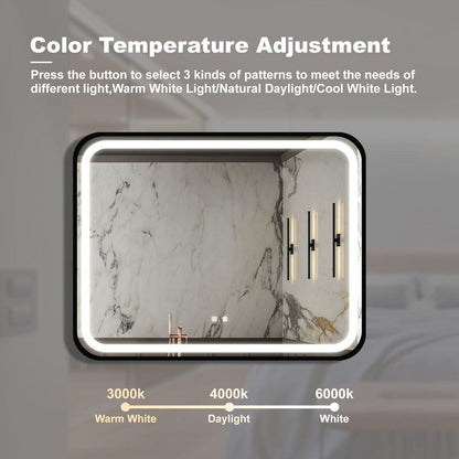40X32 inch Bathroom Led Classy Vanity Mirror with High Lumen,Black metal frame,Dimmable Touch,Wall Switch Control, Anti-Fog, CRI 95 Adjustable 3000K-4500K-6000K, IP54 Waterproof Energy savin