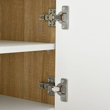 Luxury Fluted TV Stand for TVs Up to 80", Modern Entertainment Center with Storage Cabinets & Drawers, Smooth Media Console with Golden Wood Grain Legs for Living Room, White