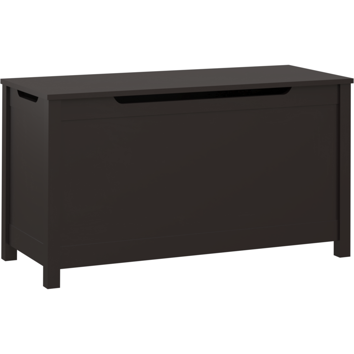 Kids Wooden Toy Box Storage with Safety Hinged Lid for Ages 3+ (Dark Brown)