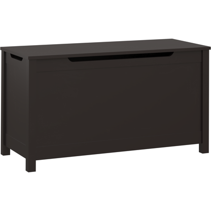 Kids Wooden Toy Box Storage with Safety Hinged Lid for Ages 3+ (Dark Brown)