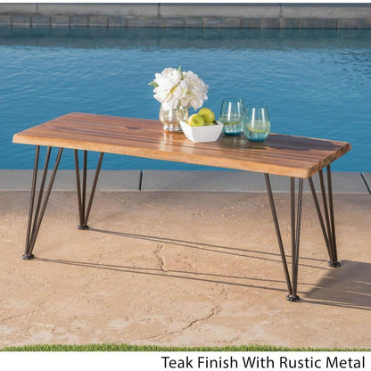 ZION INDUSTRIAL WOOD AND METAL COFFEE TABLE WITH ACCENT TABLE