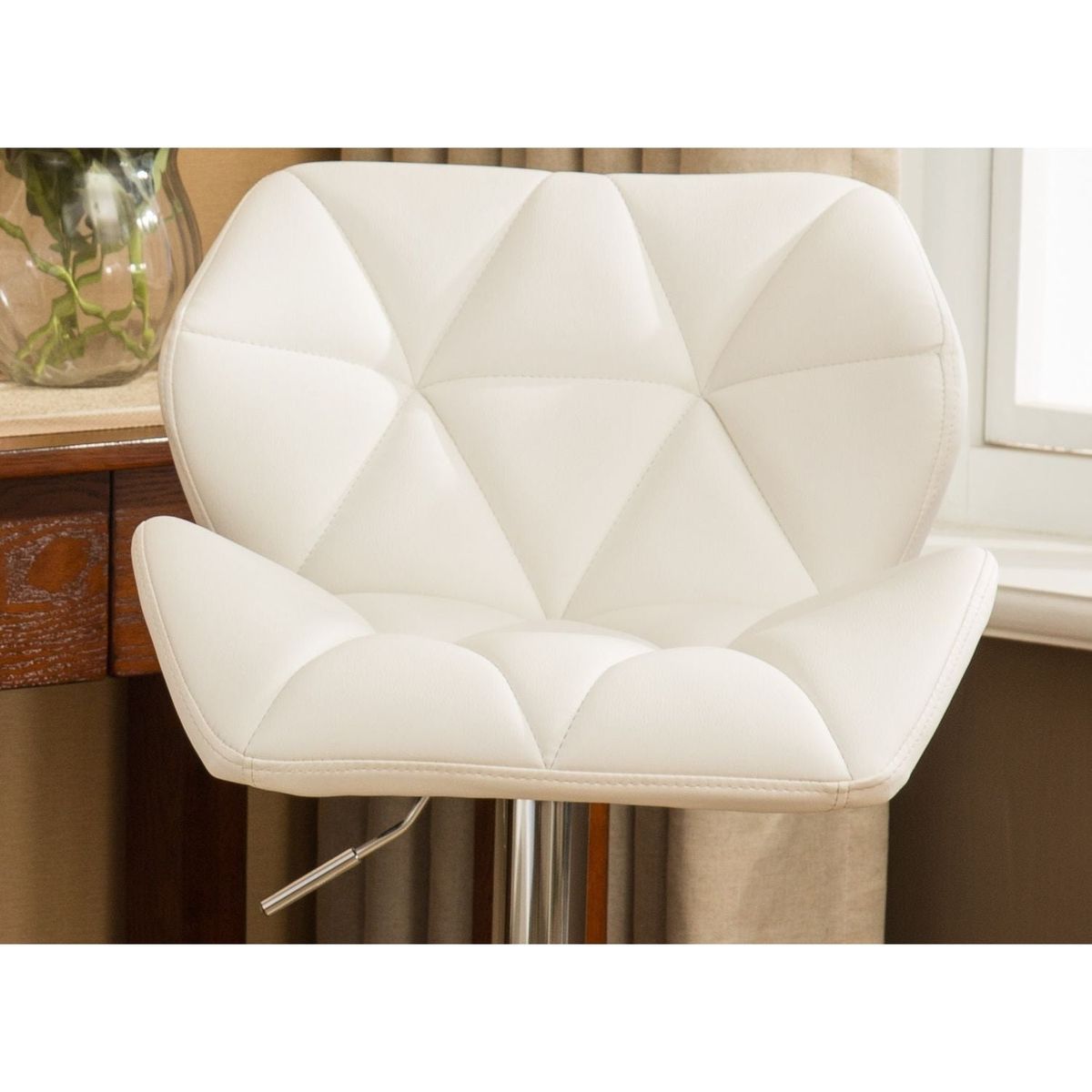 Glasgow Contemporary Tufted Adjustable Height Hidraulic Bar Stools, Set of 2, White
