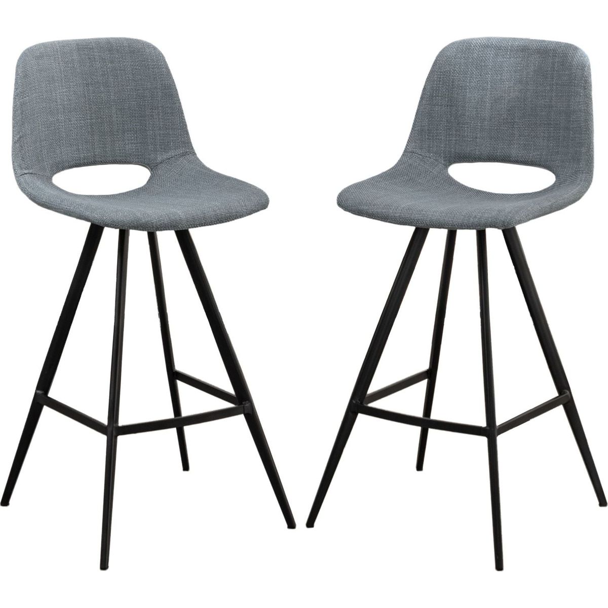 Porth Fabric Kitchen 28.25" Counter Height Stools, Set of 2, Gray