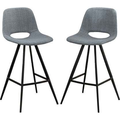Porth Fabric Kitchen 28.25" Counter Height Stools, Set of 2, Gray