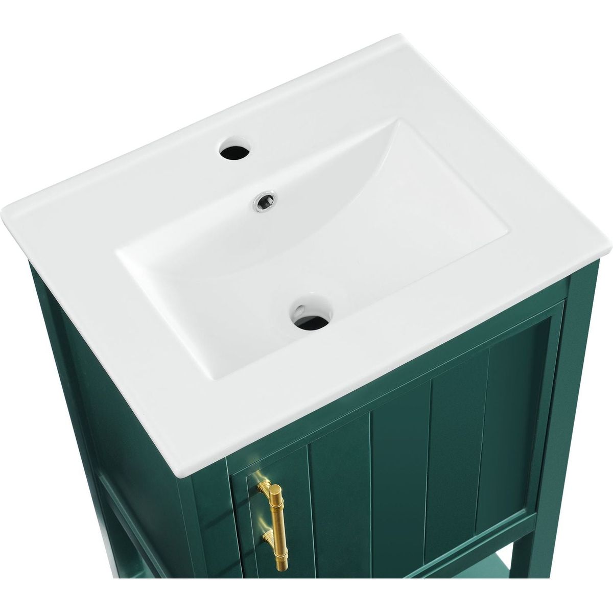 20" Bathroom Vanity with Sink, Bathroom Cabinet with Soft Closing Door, Storage Rack and Open Shelf, Green