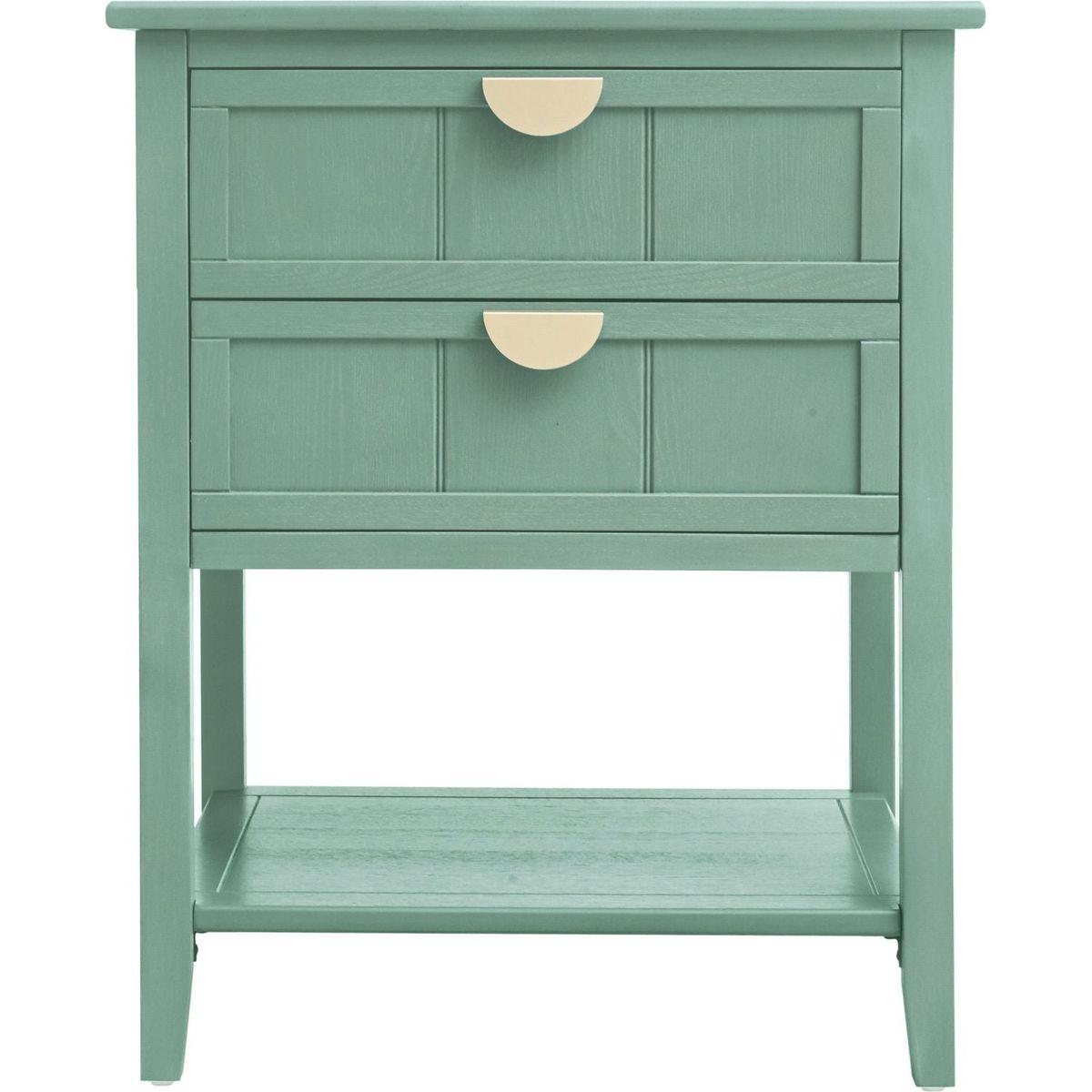 2 Drawer Side Table, American Style, End Table, Suitable for Bedroom, Living Room, Study