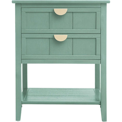 2 Drawer Side Table, American Style, End Table, Suitable for Bedroom, Living Room, Study