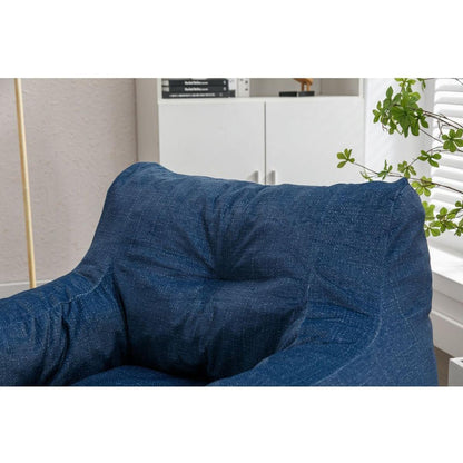 Soft Cotton Linen Fabric Bean Bag Chair Filled With Memory Sponge,Blue