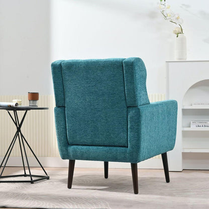 Modern Accent Chair Upholstered Foam Filled Living Room Chairs Comfy Reading Chair Mid Century Modern Chair with Chenille Fabric Lounge Arm Chairs Armchair for Living Room Bedroom (Teal)