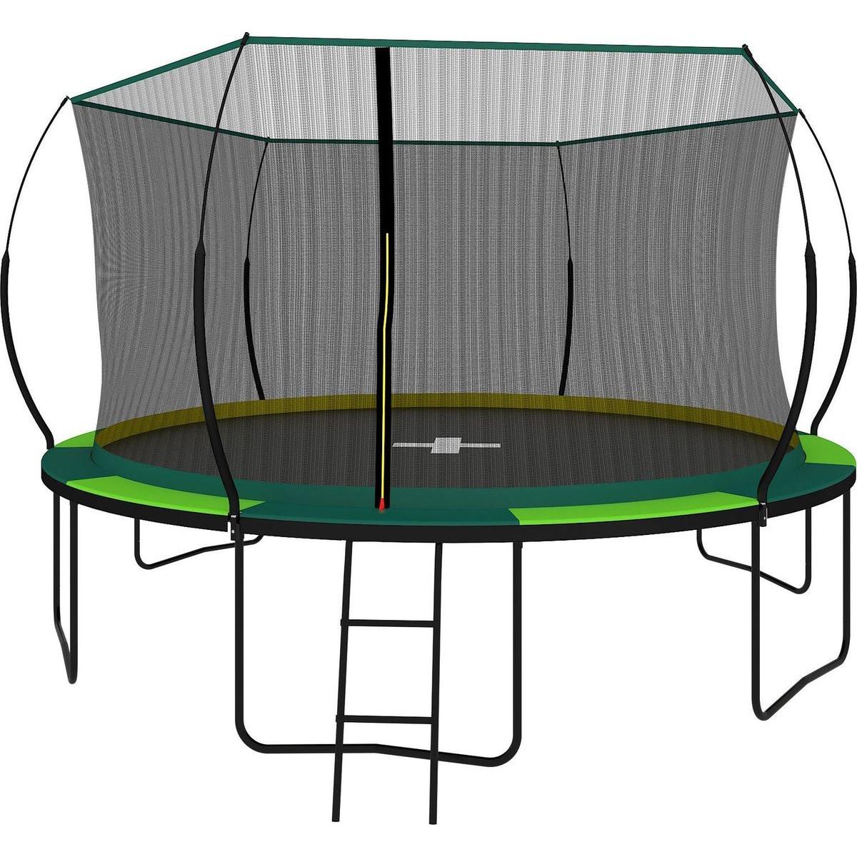 YC 14FT Recreational Trampolines with Enclosure for Kids and Adults with Patented Fiberglass Curved Poles Pumpkin -Green