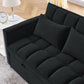 Sleeper Sofa, Convertible Sofa, Recliner, Bed, 3-in-1, 3-Position Adjustable Backrest, 2-Seater Sectional, Two Side Pockets, 2 Pillows for Living Room, Apartment, etc., Velvet Black 54" Wide.