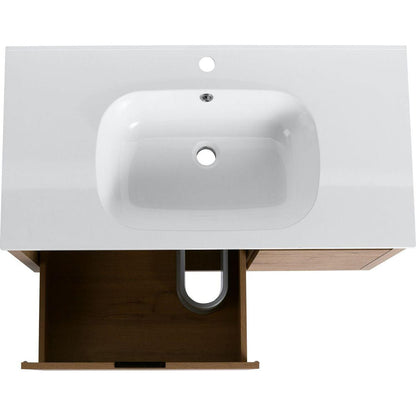 36 Inch Wall Mounted Bathroom Vanity With Gel Sink