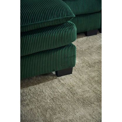 Modern U Shaped 6-seat Sectional Sofa Couch with one Ottoman and three toss pillows, Modular Sofa for Living Room,Corduroy sofa