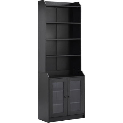 Elegant Tall Cabinet with Acrylic Board Door, Versatile Sideboard with Graceful Curves, Contemporary Bookshelf with Adjustable Shelves for Living Room, Black