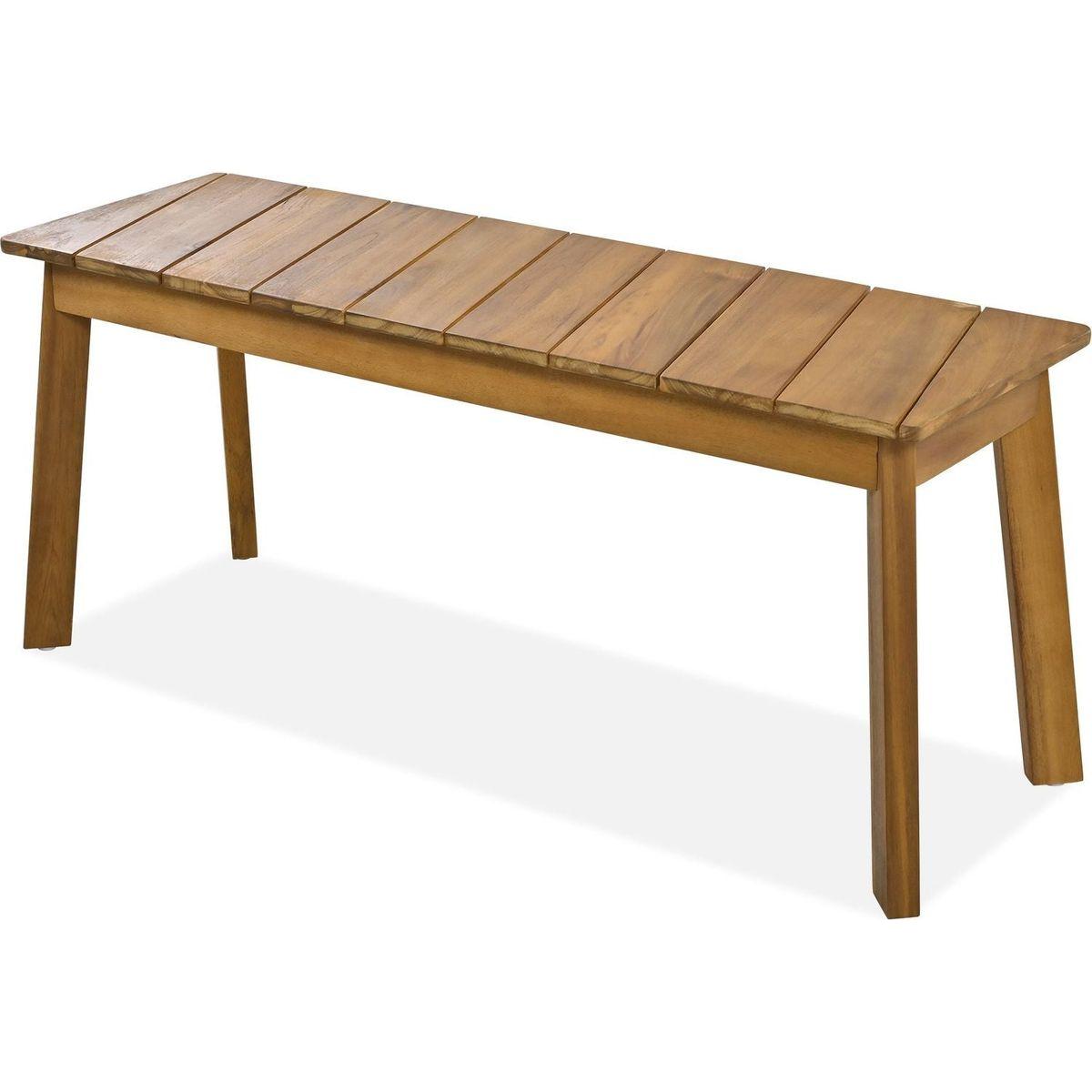 GO 3 Pieces Acacia Wood Table Bench Dining Set For Outdoor & Indoor Furniture With 2 Benches, Picnic Beer Table for Patio, Porch, Garden, Poolside, Natural