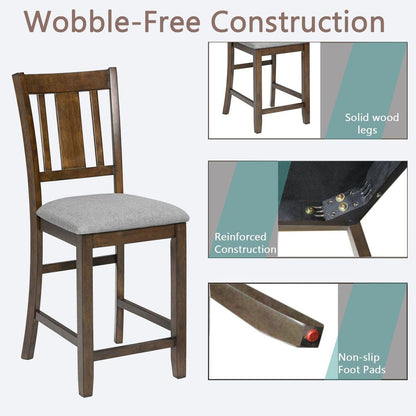 Dining Room Furniture Counter Height Chairs Set for 4, Kitchen Chair with Padded Seat, Walnut