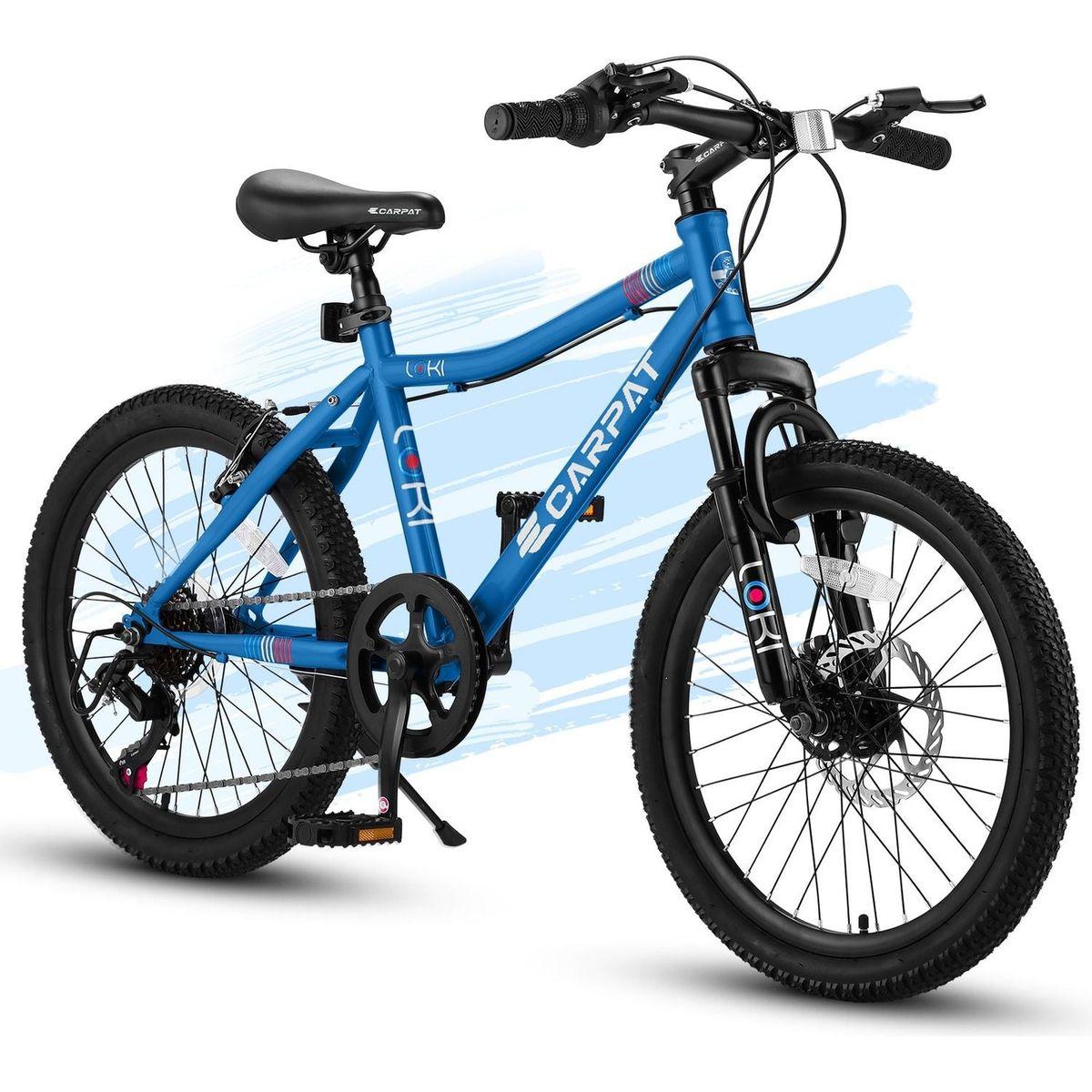 S20101 20 Inch Kids Bike, Boys Girls Mountain Bike Ages 8-12, 7 Speed Teenager Children Kids' Bicycles, Front Suspension Disc U Brake, 14 Inch Height Steel Frame