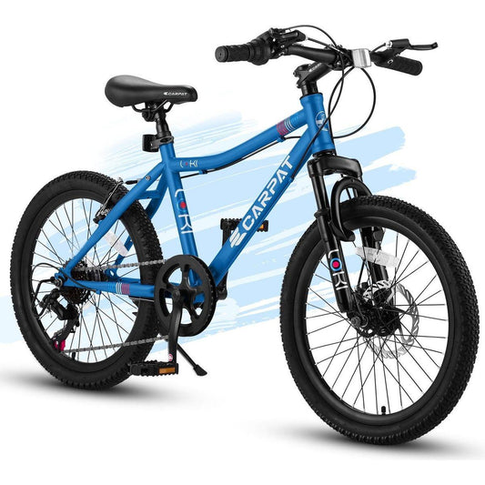 S20101 20 Inch Kids Bike, Boys Girls Mountain Bike Ages 8-12, 7 Speed Teenager Children Kids' Bicycles, Front Suspension Disc U Brake, 14 Inch Height Steel Frame