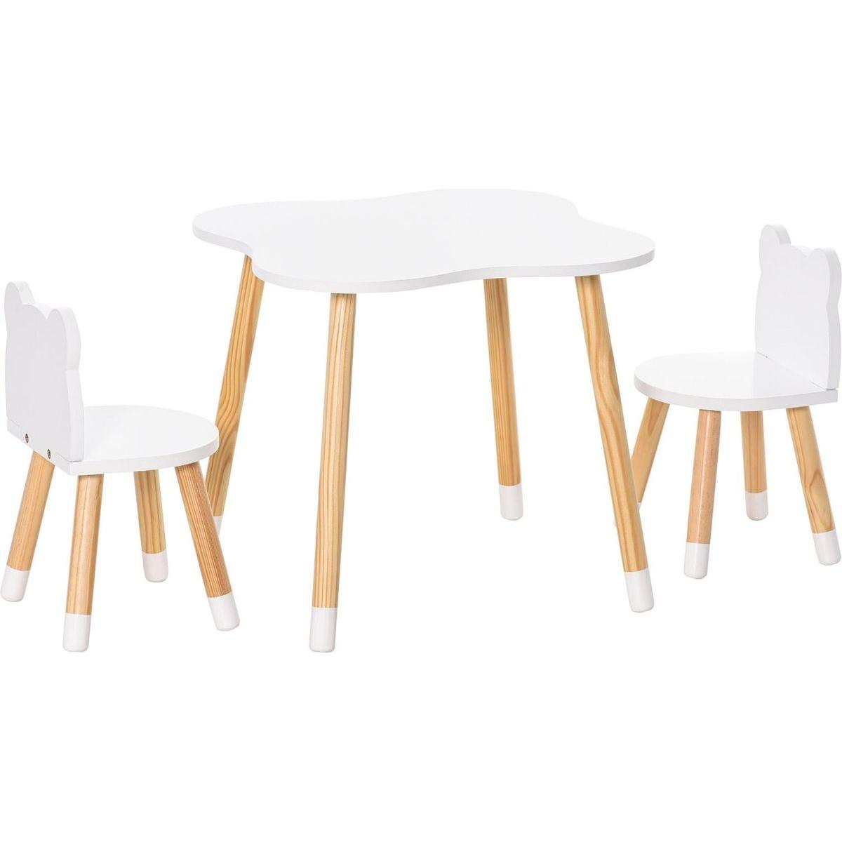 Qaba Wooden Kids Table and Chair Set Ideal for Arts, Meals, Homework, Cute Toddler Activity Table for Age 3 Years+, White