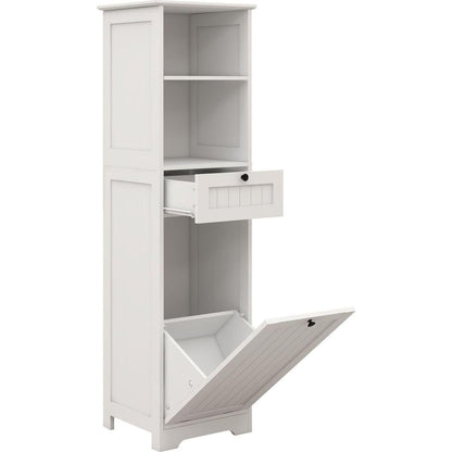 One-Compartment One-Drawer Tilt-Out Laundry Sorter Cabinet - White